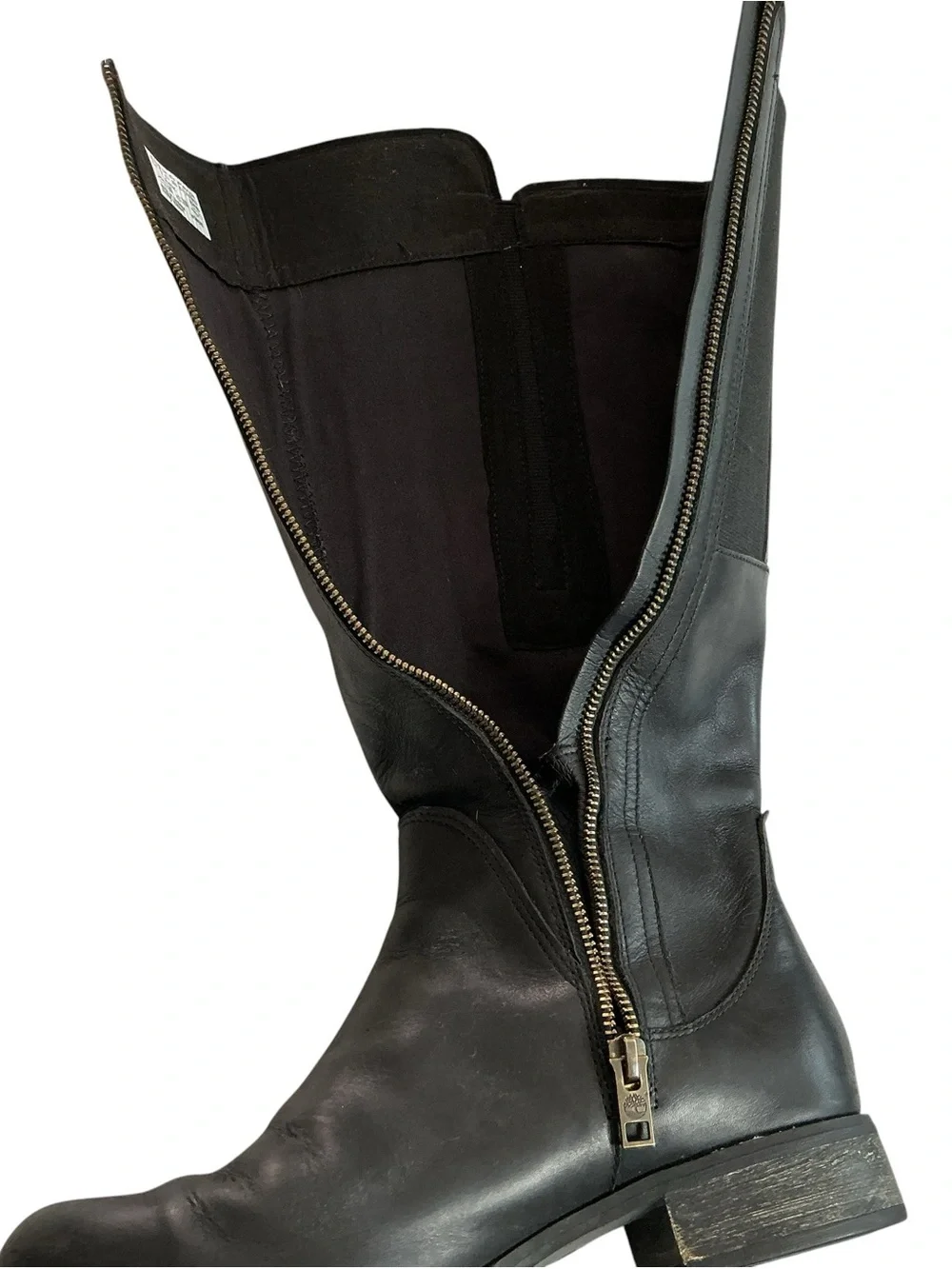 Timberland Black Leather Knee High Side Zip Riding Boots - Women’s Size 8.5